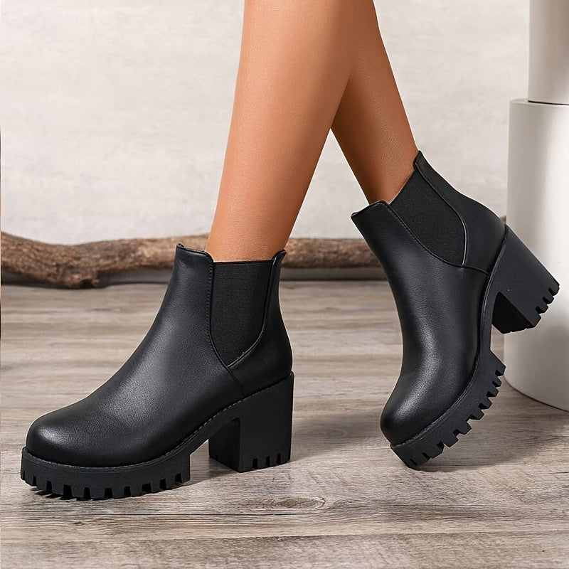 Women's Black plaid and fashionable Short Boots