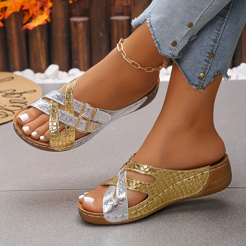 Golden and Silvery beach sports sandals