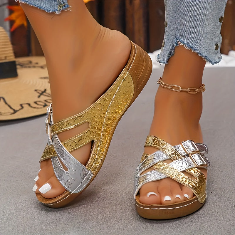 Golden and Silvery beach sports sandals