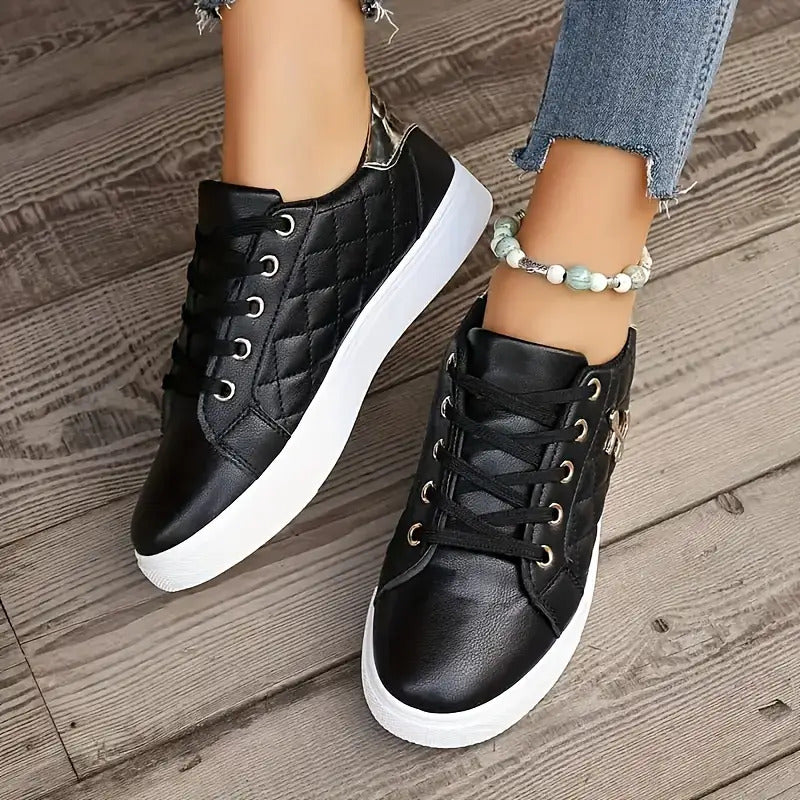 Fashionable Women's Black and White Sneakers