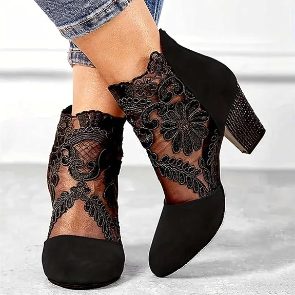 Women's Floral Lace Pattern Boots