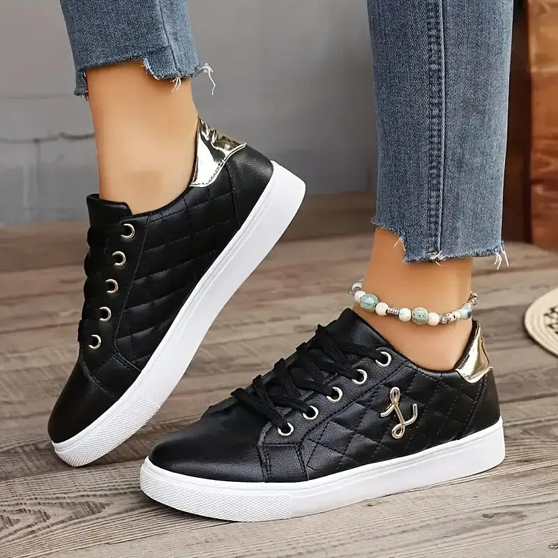 Fashionable Women's Black and White Sneakers