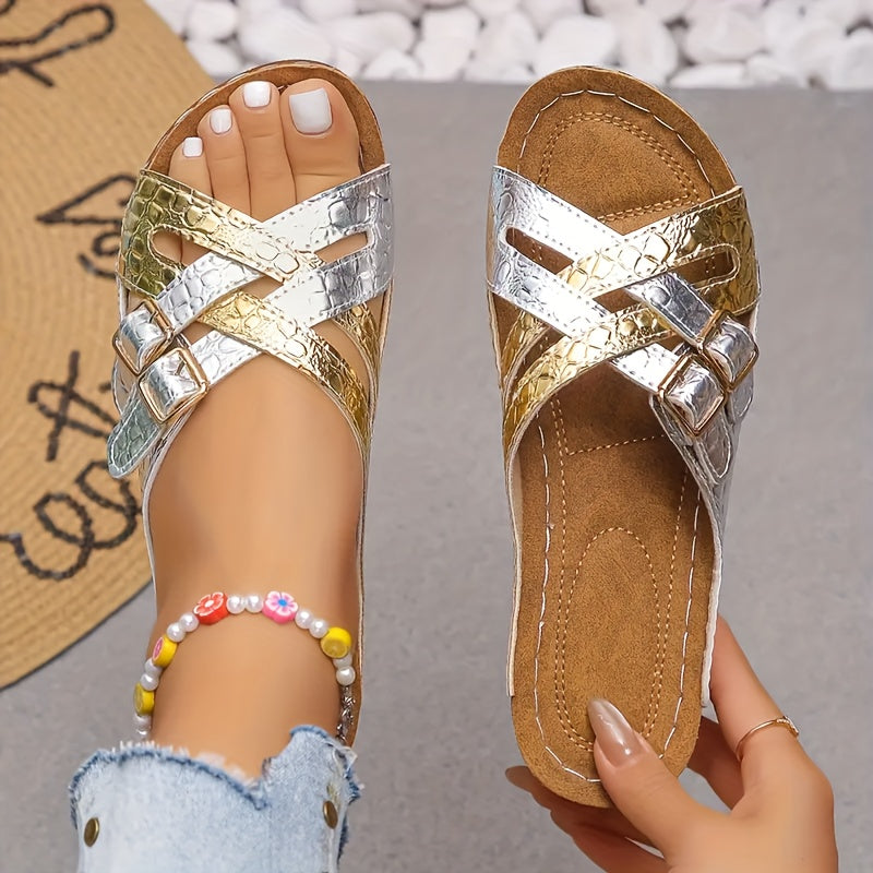 Golden and Silvery beach sports sandals