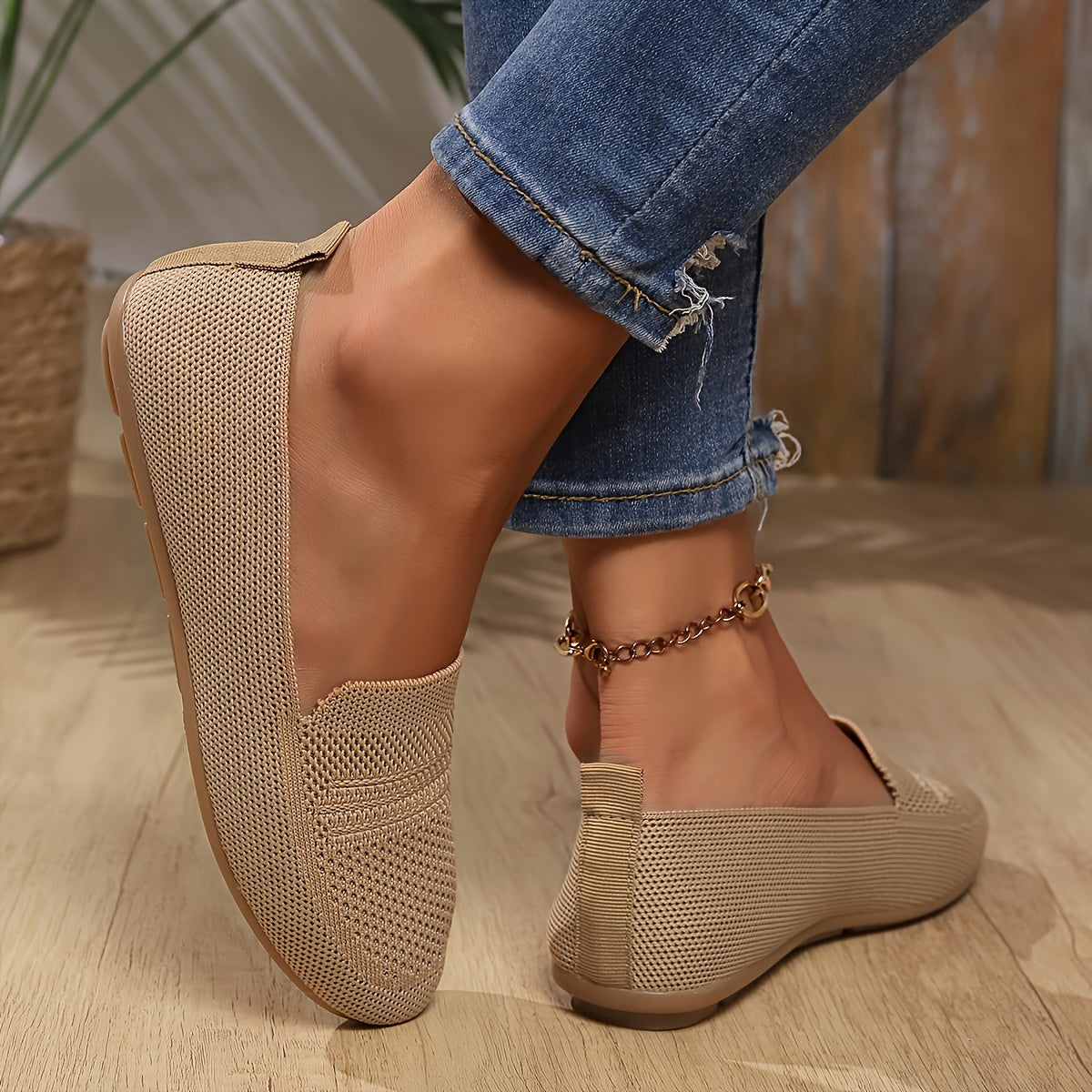 Women's Breathable Knitted Flat Shoes