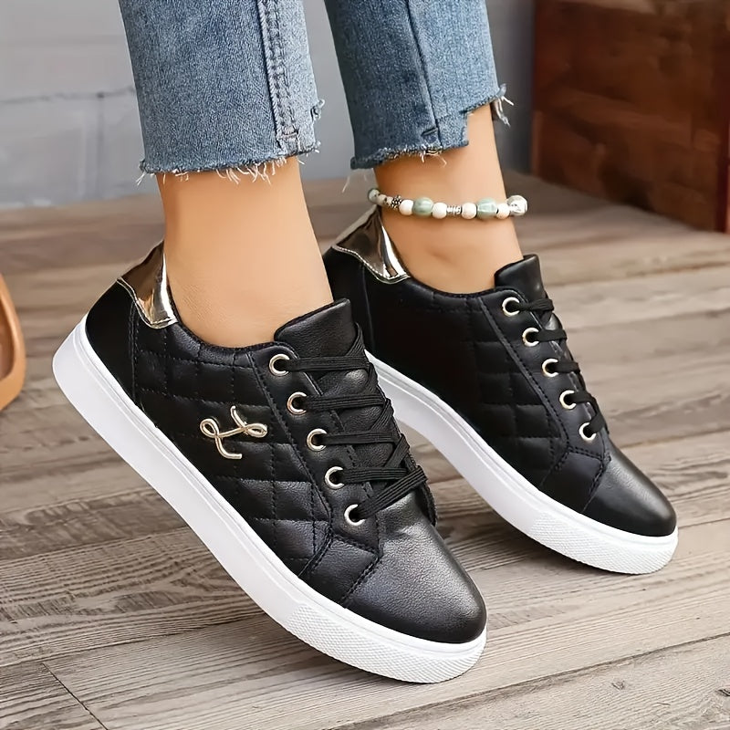 Fashionable Women's Black and White Sneakers