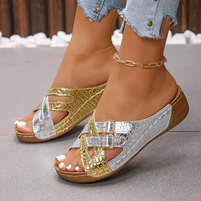 Golden and Silvery beach sports sandals