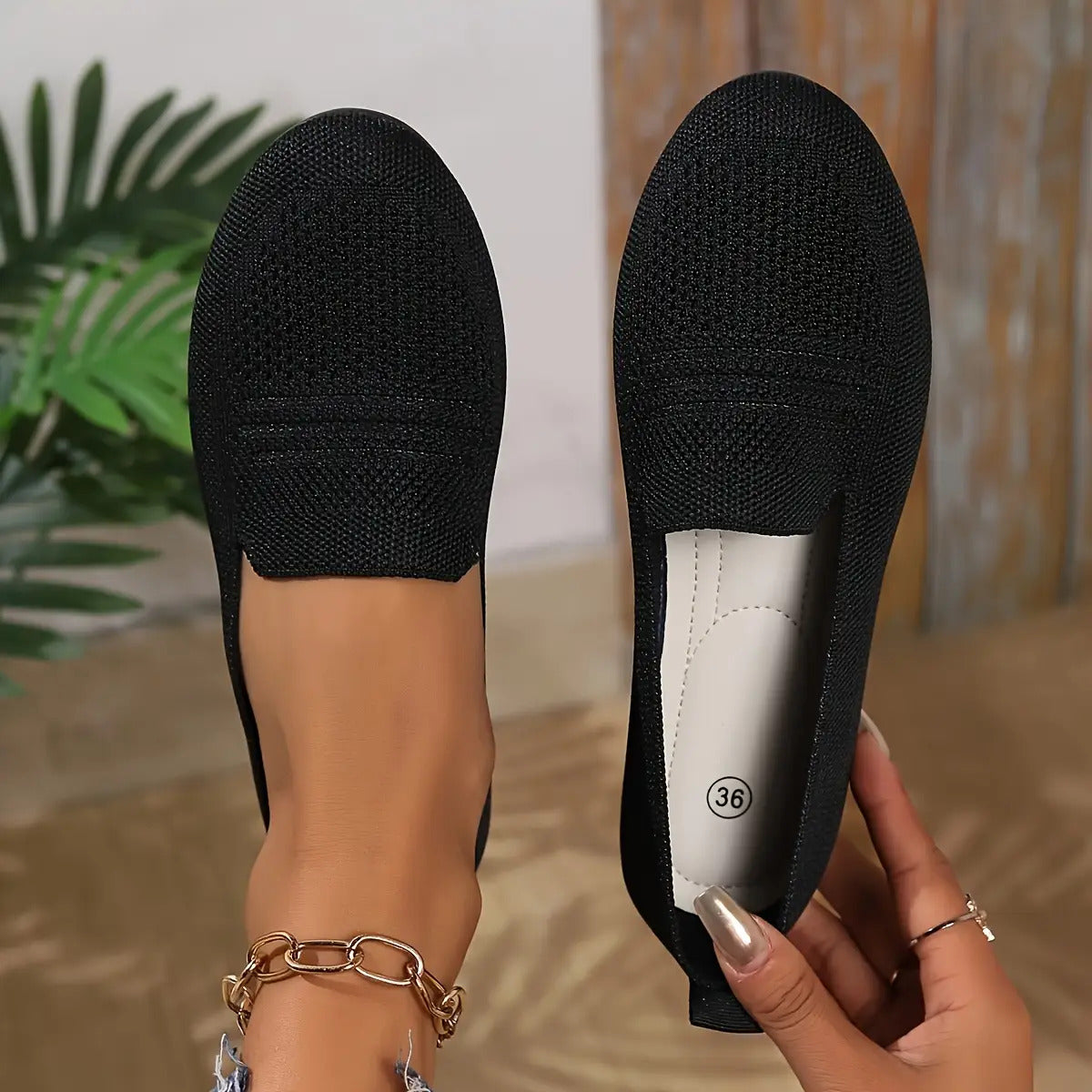 Women's Breathable Knitted Flat Shoes