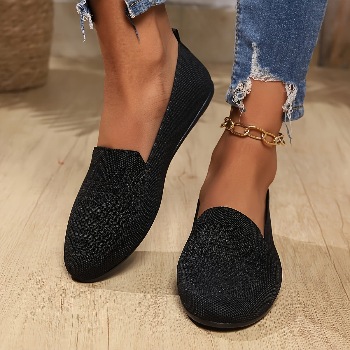 Women's Breathable Knitted Flat Shoes