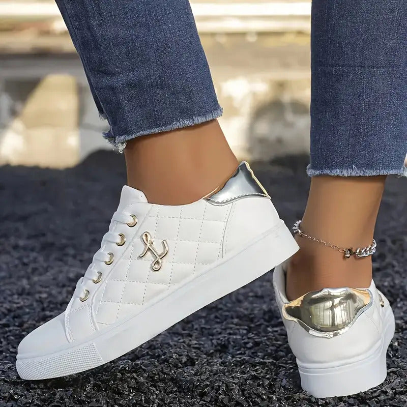 Fashionable Women's Black and White Sneakers