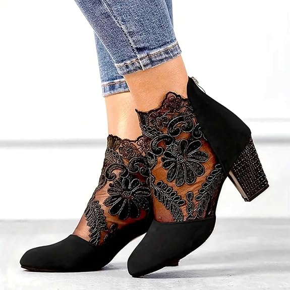 Women's Floral Lace Pattern Boots