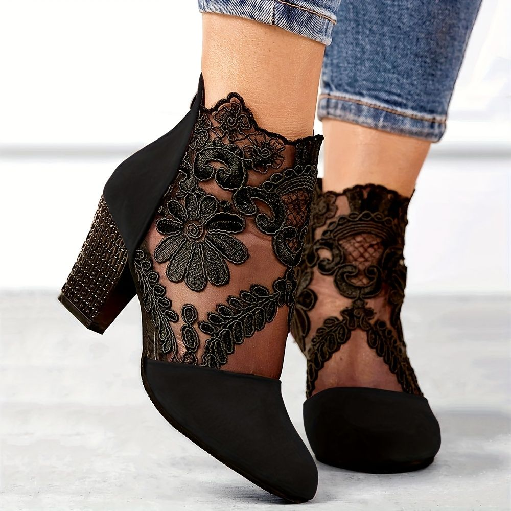 Women's Floral Lace Pattern Boots