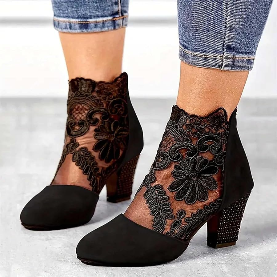 Women's Floral Lace Pattern Boots