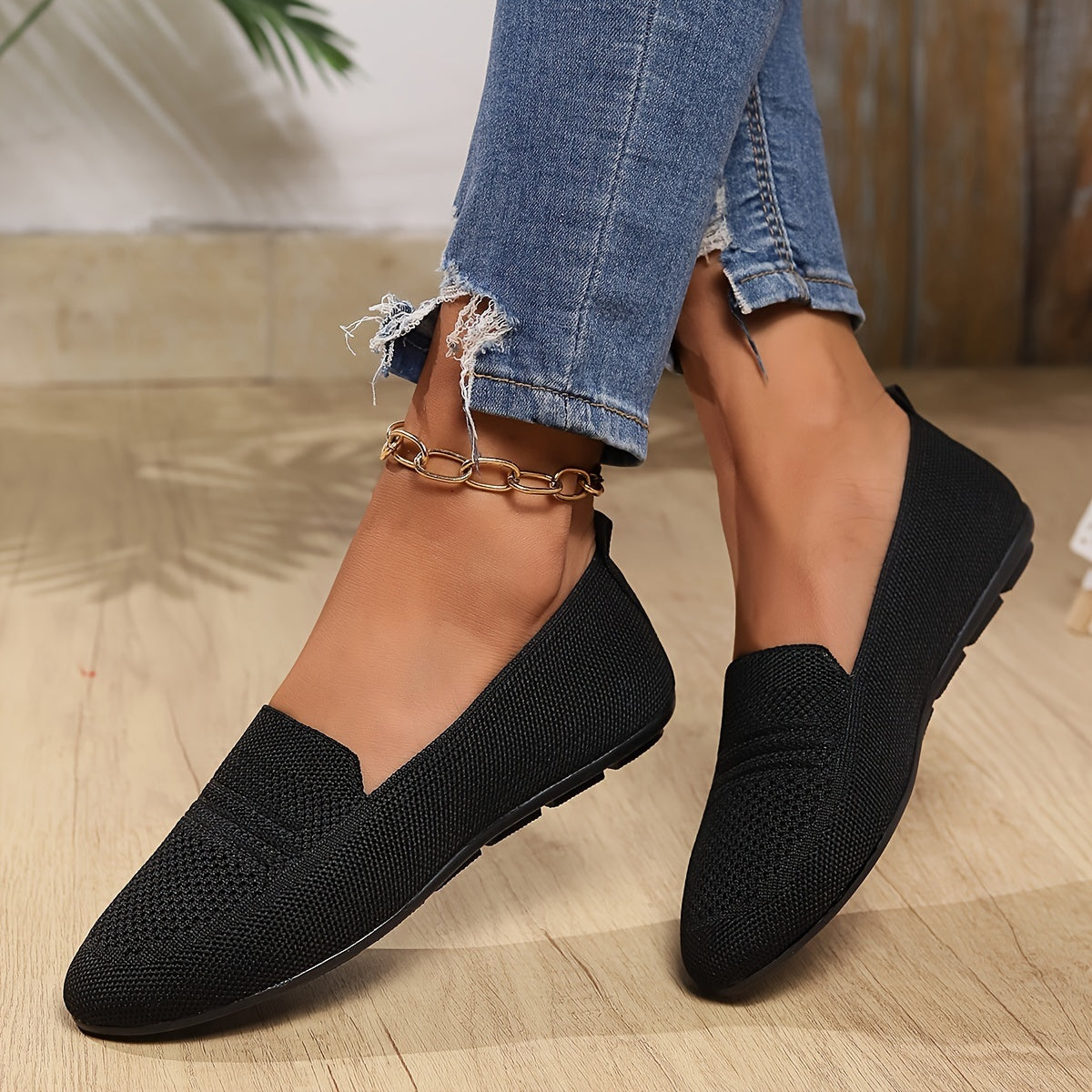 Women's Breathable Knitted Flat Shoes