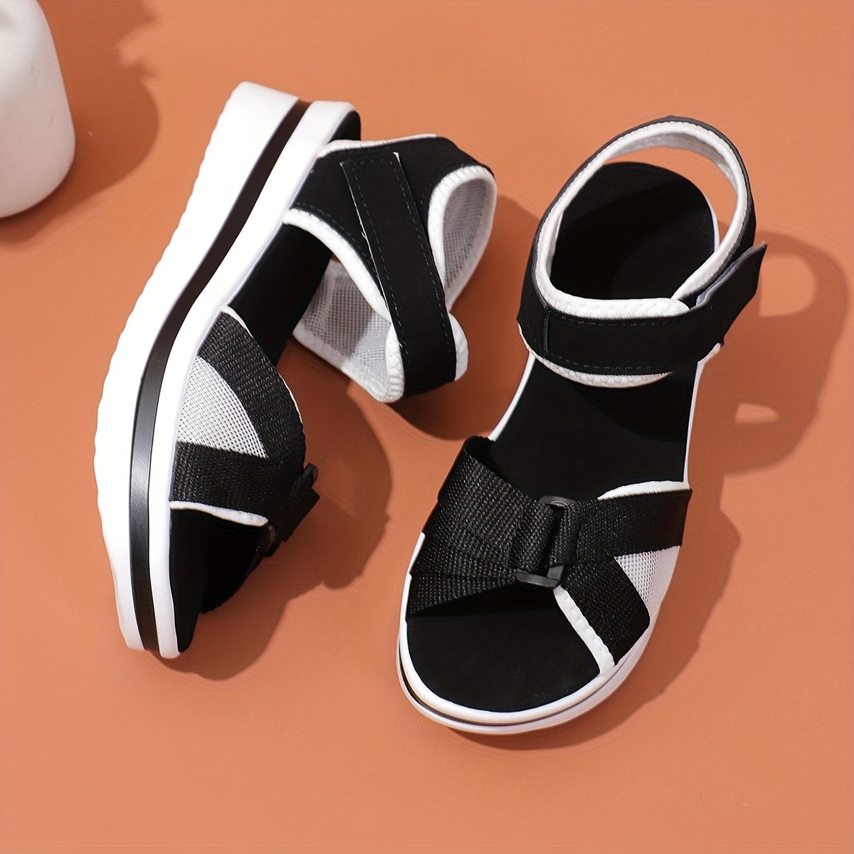 Ladies' black and white thick soled sandals