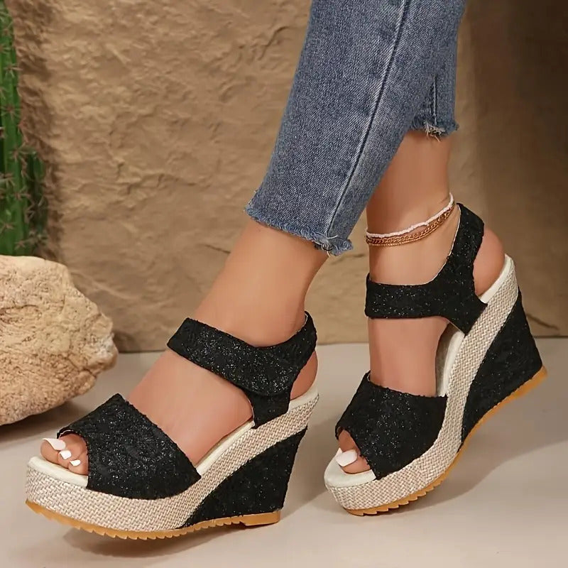 Women's Gold Powder Wedge Sandals
