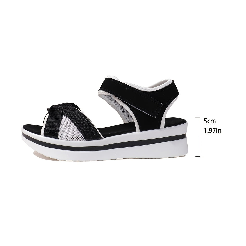 Ladies' black and white thick soled sandals