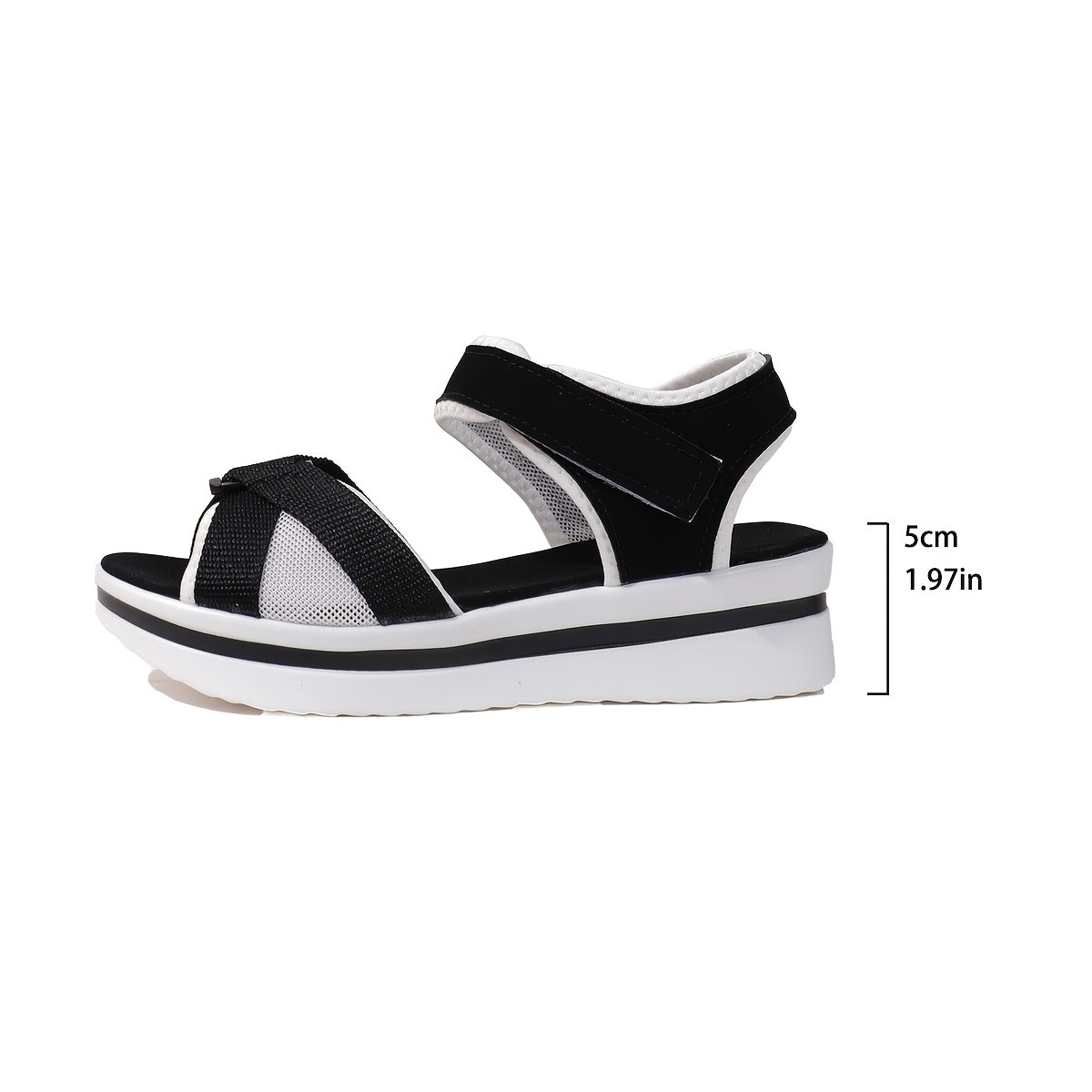 Ladies' black and white thick soled sandals