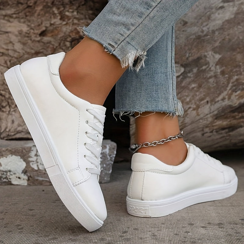 Women's White Casual Skateboard Sneakers