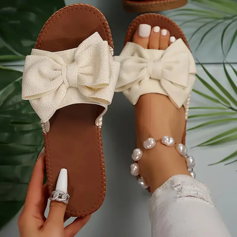 Elegant Ladies Bow Flat Sandals
