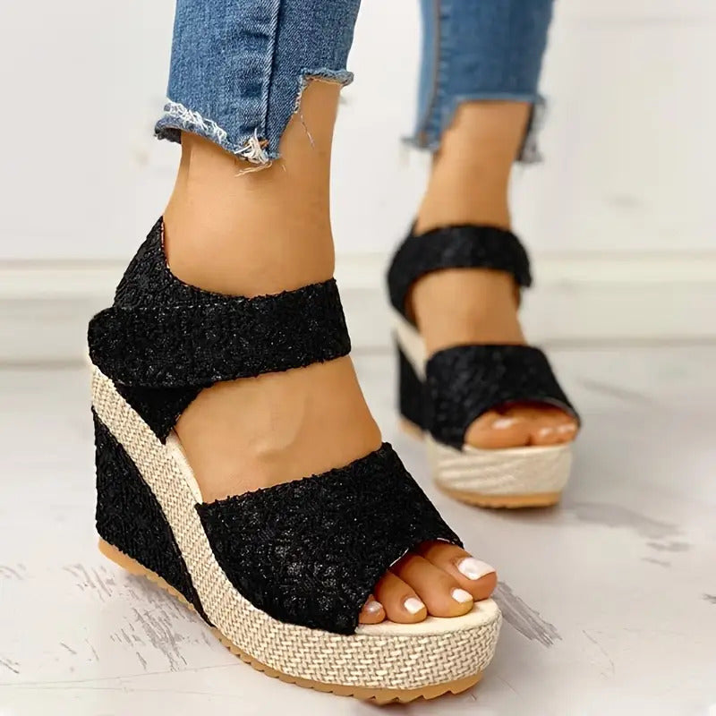 Women's Gold Powder Wedge Sandals