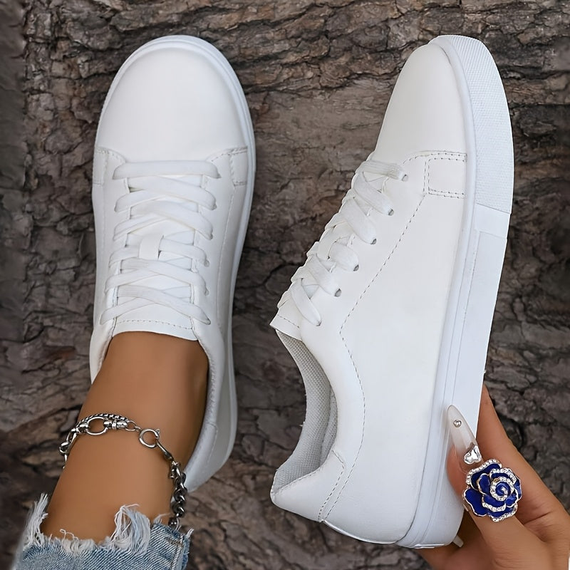Women's White Casual Skateboard Sneakers