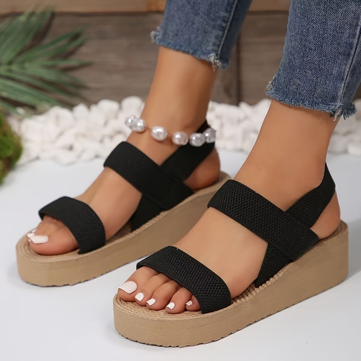 Women's Thick Sole Elastic Strap Sandals