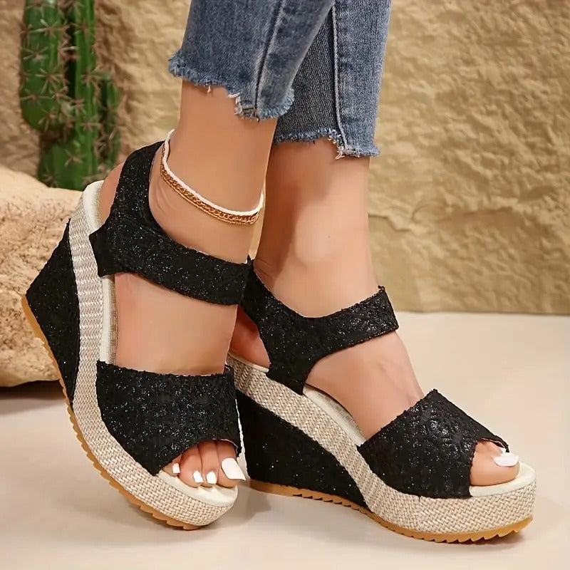 Women's Gold Powder Wedge Sandals