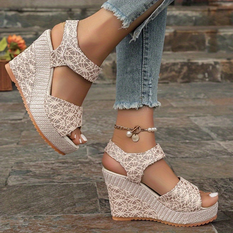 Women's Gold Powder Wedge Sandals