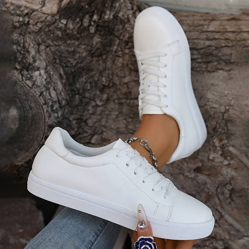 Women's White Casual Skateboard Sneakers