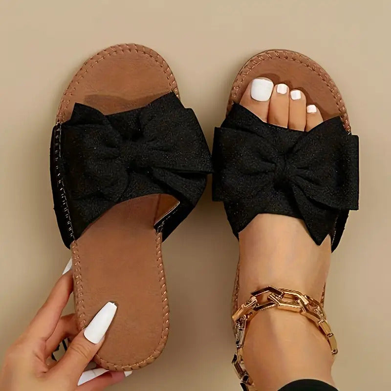 Elegant Ladies Bow Flat Sandals