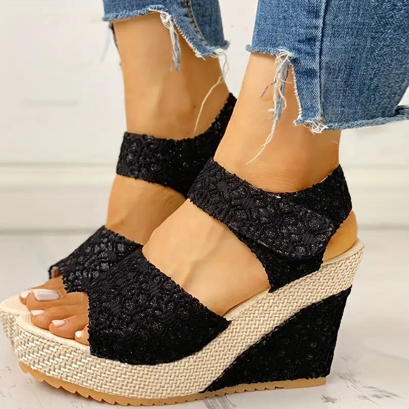 Women's Gold Powder Wedge Sandals