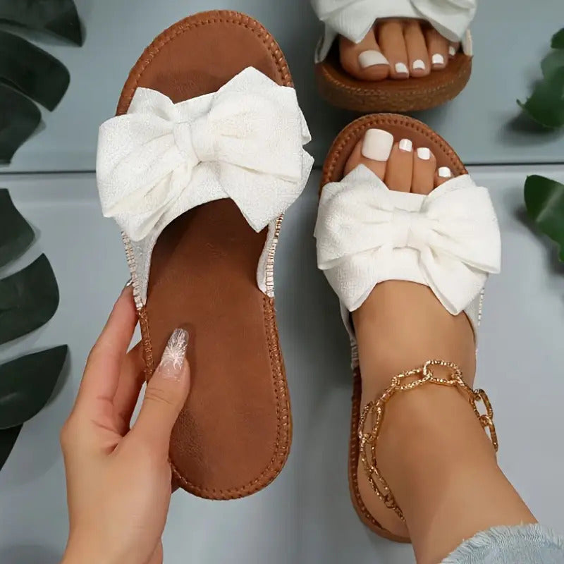 Elegant Ladies Bow Flat Sandals