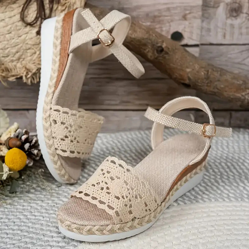 Baotou Women's Buckle Strap Wedge Sandals