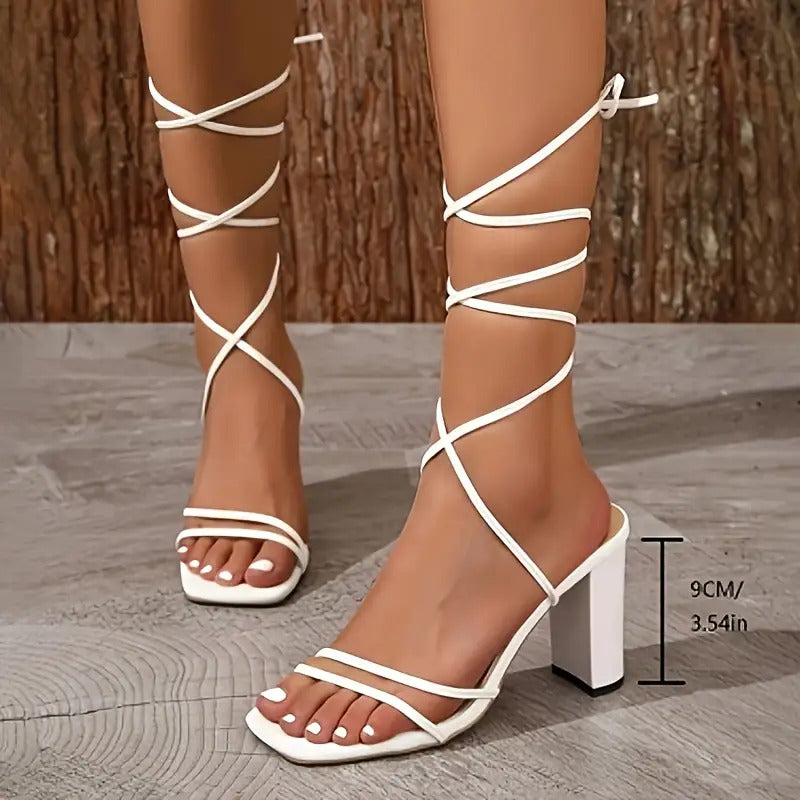 Women's Lace-up Thick Heel Sandals