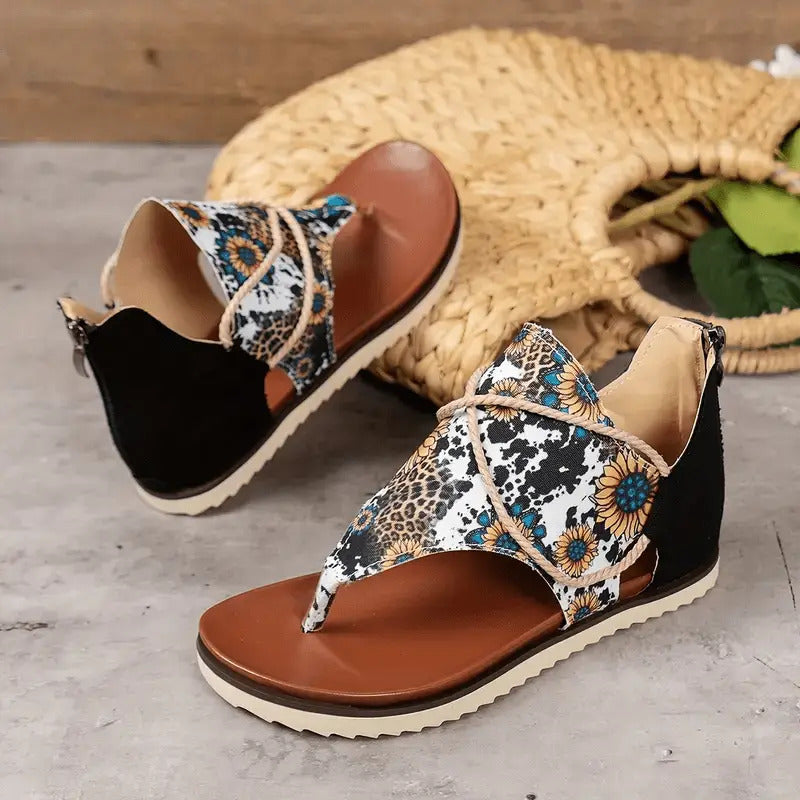 Women's Retro Sunflower Toe Sandals