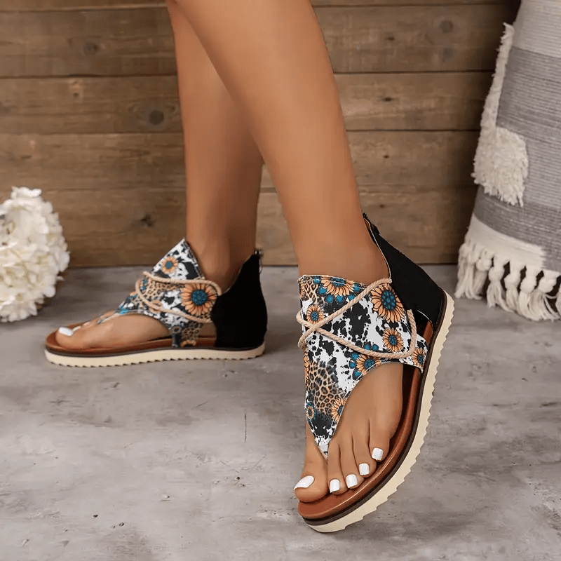 Women's Retro Sunflower Toe Sandals