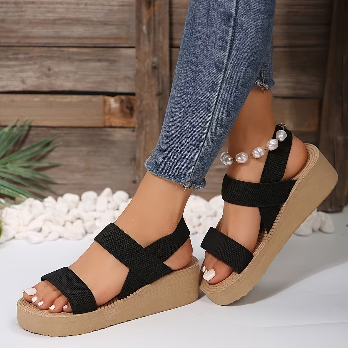 Women's Thick Sole Elastic Strap Sandals
