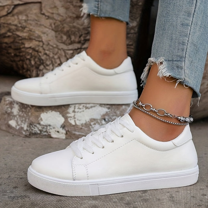 Women's White Casual Skateboard Sneakers
