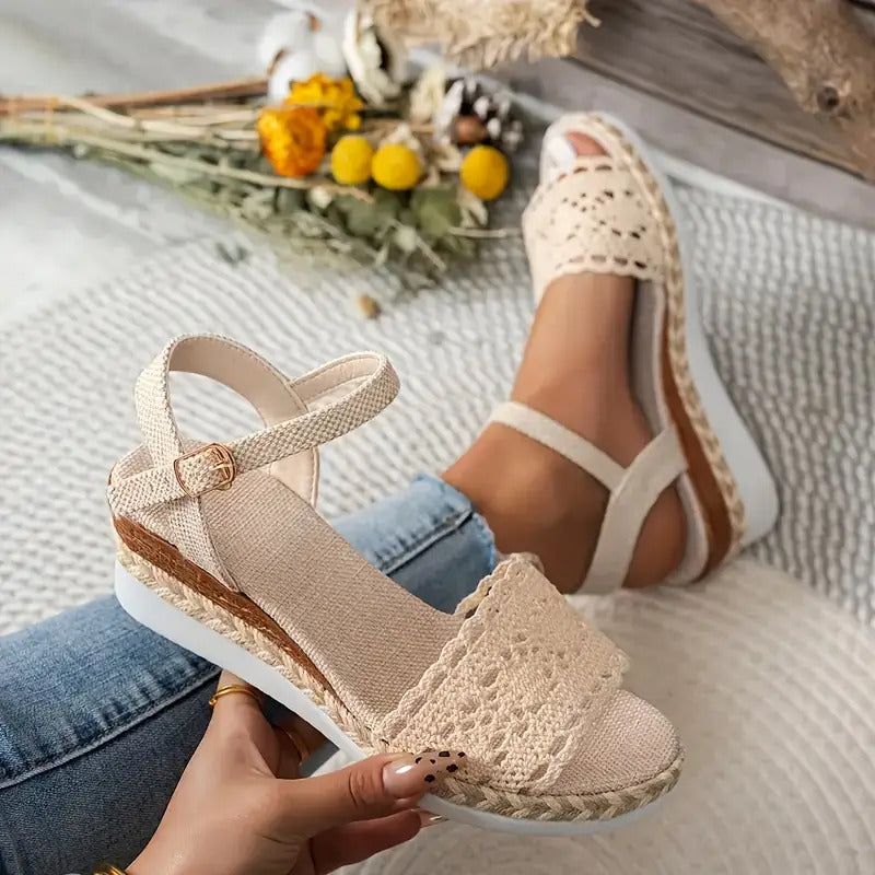 Baotou Women's Buckle Strap Wedge Sandals