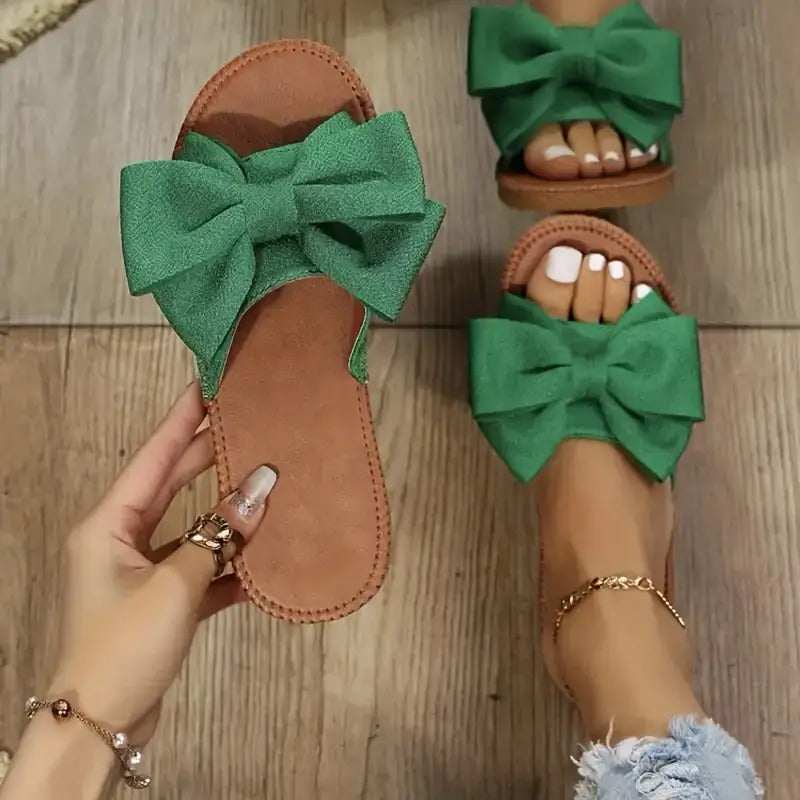 Elegant Ladies Bow Flat Sandals