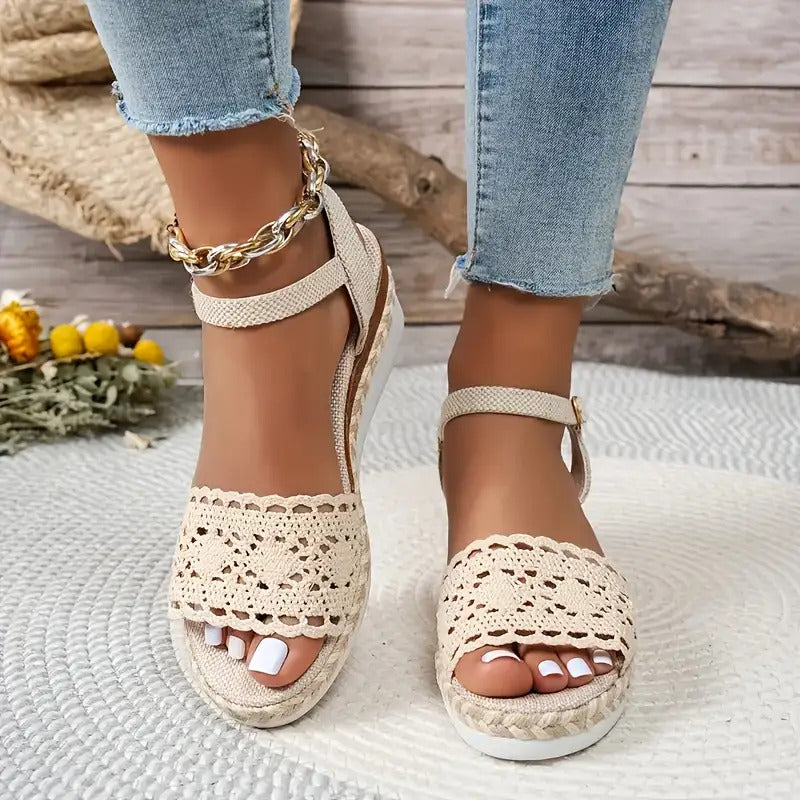 Baotou Women's Buckle Strap Wedge Sandals
