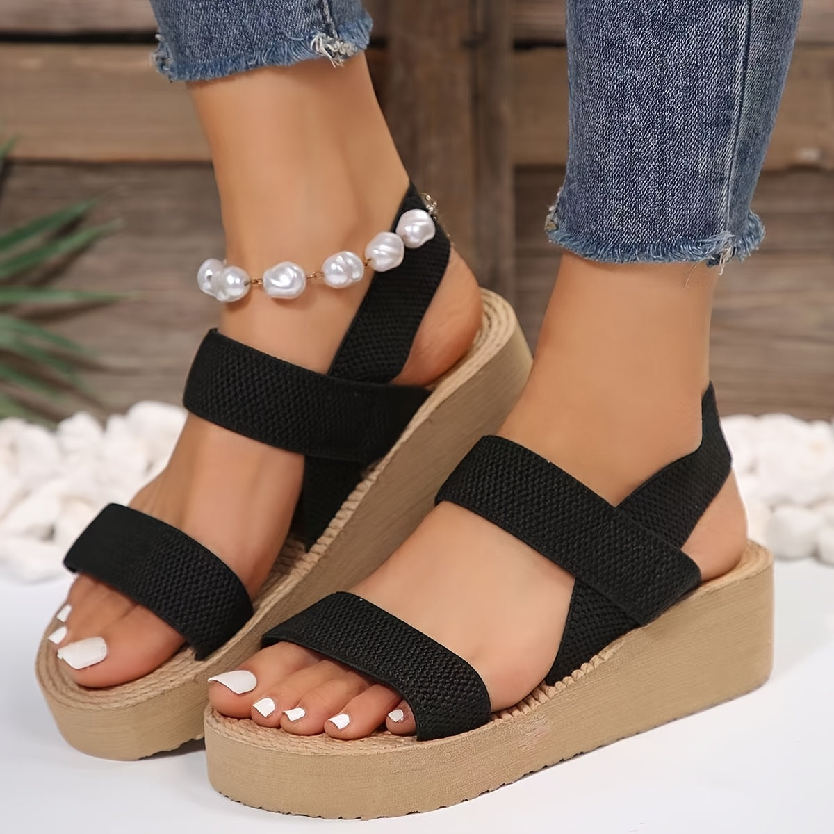 Women's Thick Sole Elastic Strap Sandals